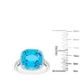 thumbnail image 4 of Cushion Cut Gemstone & 0.21 CT. T.W. Halo Diamond Ring in Sterling Silver, 4 of 5