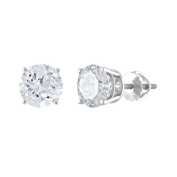 1.95 CT. T.W. Round Cut Solitaire Diamond Stud Earrings in 14K Gold