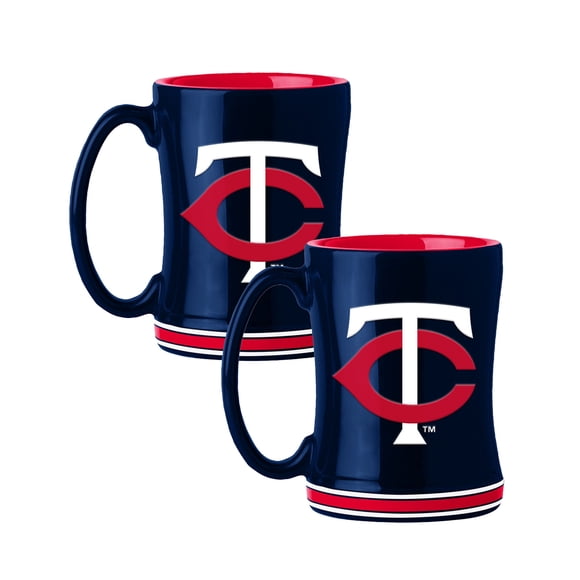 Logo Brands Minnesota Twins 14oz Relief Mug Set