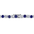 thumbnail image 4 of Round Cut Lab Created Gemstone Tennis Bracelet in Sterling Silver, 4 of 5