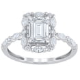 thumbnail image 1 of 1.60 CT.T.W. Emerald, Marquise, and Round Cut Lab Created Diamond Ring in 14K Gold, 1 of 9