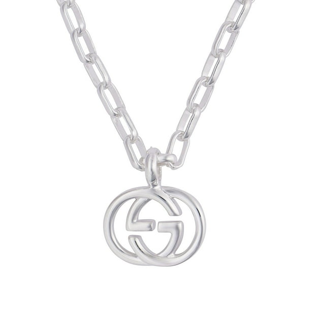 Gucci Interlocking Pendant Paperclip Chain Necklace in Sterling