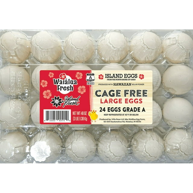 Waialua Fresh Cage-Free Local White Eggs, 2 Dozen
