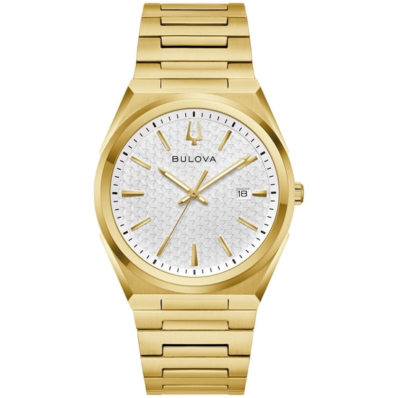 Bulova Classic Gold-Tone Silver-White Dial Watch, 39mm
