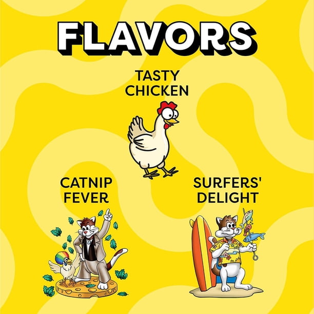 TEMPTATIONS Cat Treats Variety Pack with Tasty Chicken Flavor, Catnip Fever, & Surfers' Delight, 16 oz., 3 tubs