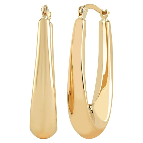 Elongated Oval Hoop Earrings in 14K Gold