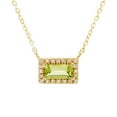 thumbnail image 1 of Baguette Cut Gemstone and 0.06 CT. T.W. Diamond Halo Pendant Necklace in 14K Gold, 1 of 4