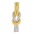 thumbnail image 4 of Two-Tone Ribbed Interlock Earrings in Italian Sterling Silver and 14K Gold, 4 of 6