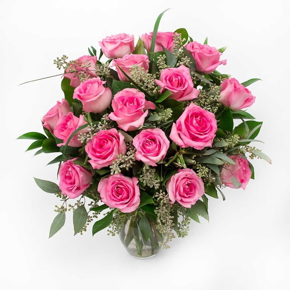 Member's Mark Roses and Greenery Vase Arrangement, choose color and stem count