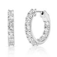 thumbnail image 2 of Lab Created Gemstone Huggie Hoop Earrings in Sterling Silver, 2 of 6