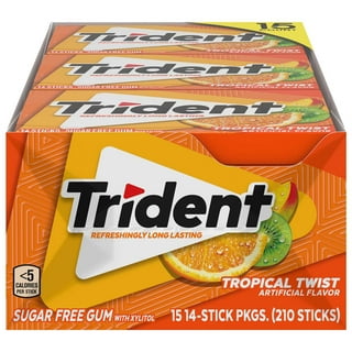 Trident Sugar-Free Chewing Gum, Tropical Twist, 14 pcs., 15 pk.