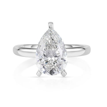 Lab Created Pear Cut Solitaire Diamond Ring