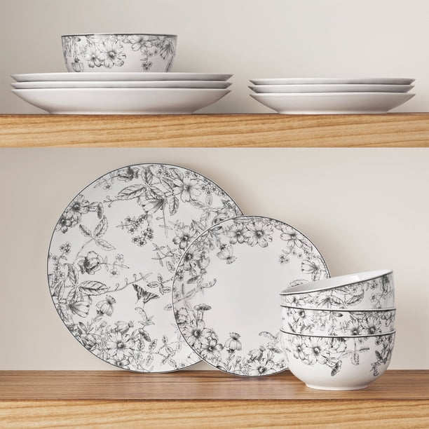 Member's Mark 12-Piece Porcelain Toile Dinnerware Set