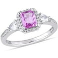 thumbnail image 1 of Pink & White Sapphire with Diamond Accent 3-Stone Ring in 14K Gold, 1 of 6