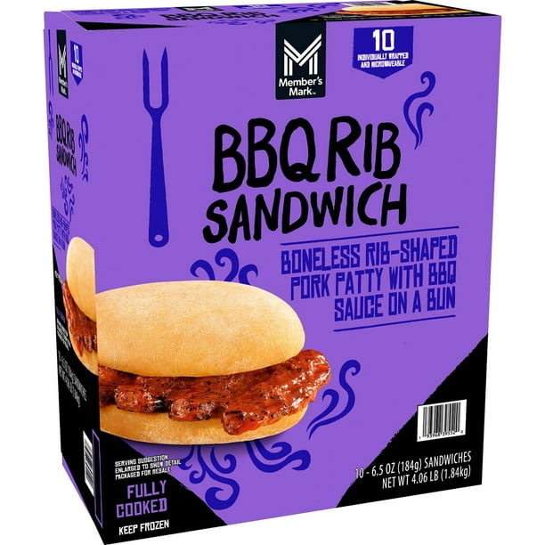 Member's Mark BBQ Rib Sandwich, Frozen, 10