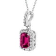 thumbnail image 2 of Emerald Cut Lab Created Gemstone & Diamond Halo Pendant Necklace in 14K Gold, 2 of 4