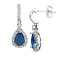 thumbnail image 1 of Pear Cut Gemstone & Halo Diamond Tear Drop Dangle Earrings in 14K Gold, 1 of 4