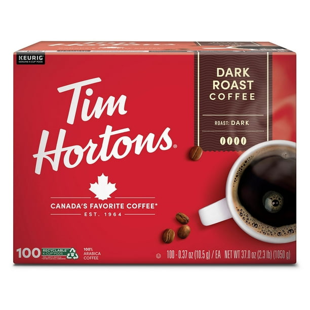 Tim Hortons Premium K-Cup Coffee Pods, Dark Roast, 100 ct