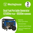 thumbnail image 7 of 12,500/9500–Watt Westinghouse Dual Fuel Portable Generator With CO Sensor + Remote Electric Start / Propane Hose, 7 of 11