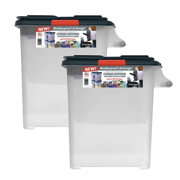 Buddeez Weatherproof Storage Container for Large Bags of Wood Pellets, Charcoal, Pet Food and More, 2-Pack