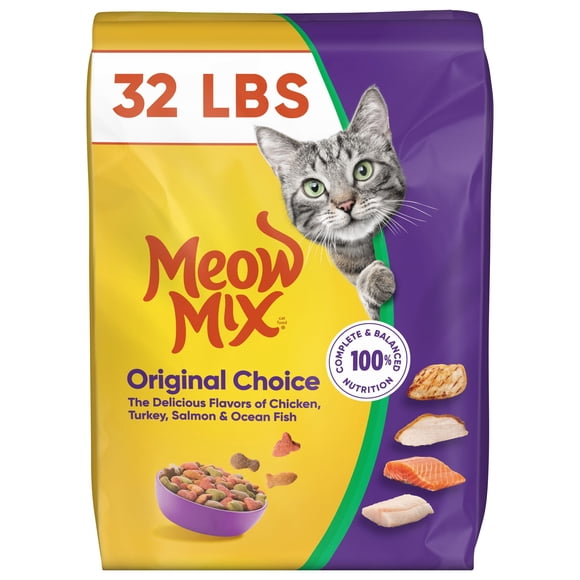 Meow Mix, Original Choice Flavor Adult Dry Cat Food, Heart Healthy & Oral Care Formula, 32 lbs.