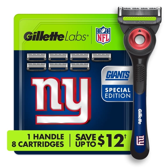 Gillette Labs Official Giants Licensed Men's Razor, Handle + 8 Cartridges