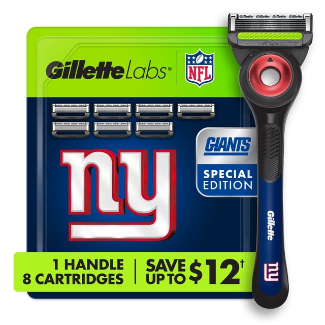 Gillette Labs Official Giants Licensed Men's Razor, Handle + 8 Cartridges