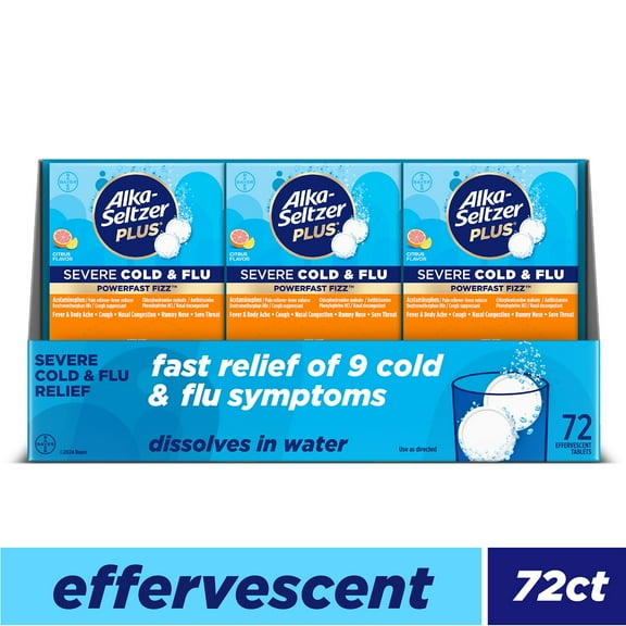 Alka-Seltzer Plus Severe Cold and Flu Effervescent Tablets, Citrus 72 ct.