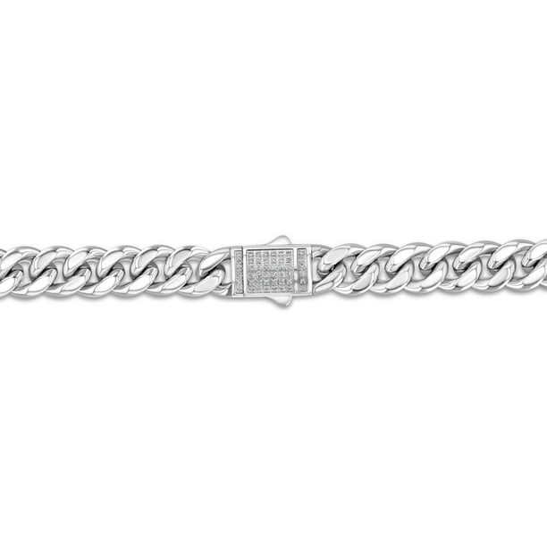 19 CT. T.W. Diamond Curb Link Men's Necklace in Stainless Steel