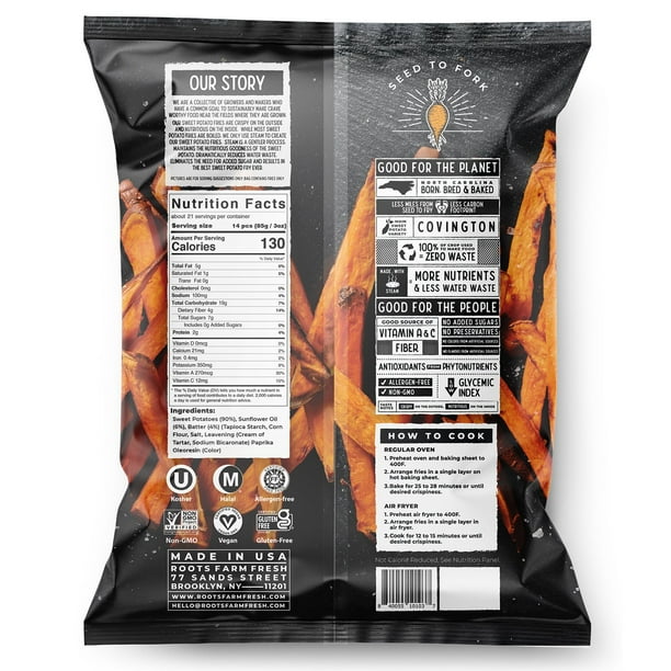 Roots Farm Fresh Sweet Potato Fries, Frozen, 64
