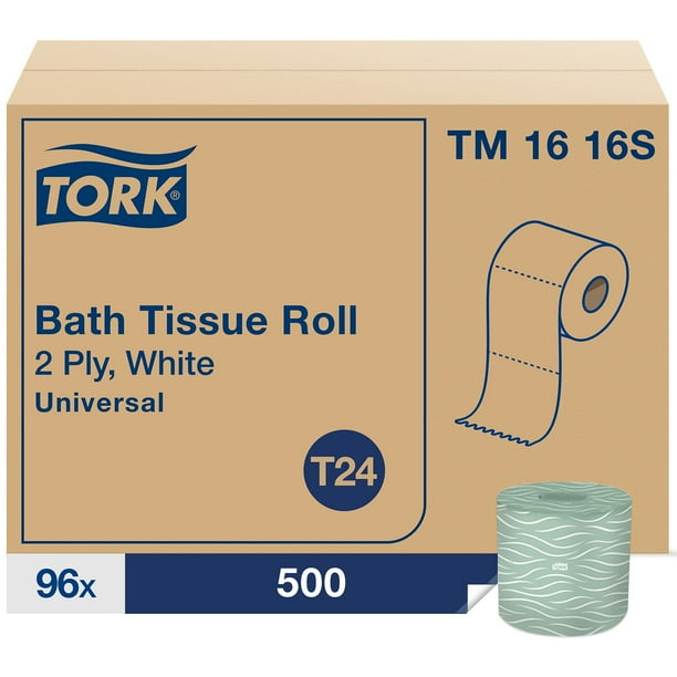 Tork Universal 2-Ply White Bath Tissue, 96 rolls, 500 sheets/roll Tork Universal 2-Ply White Bath Tissue, 96 rolls, 500 sheets/roll