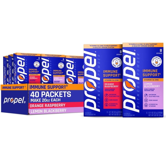 Propel Immune Support Electrolyte Drink Mix Powder Variety Pack, 40 pk.