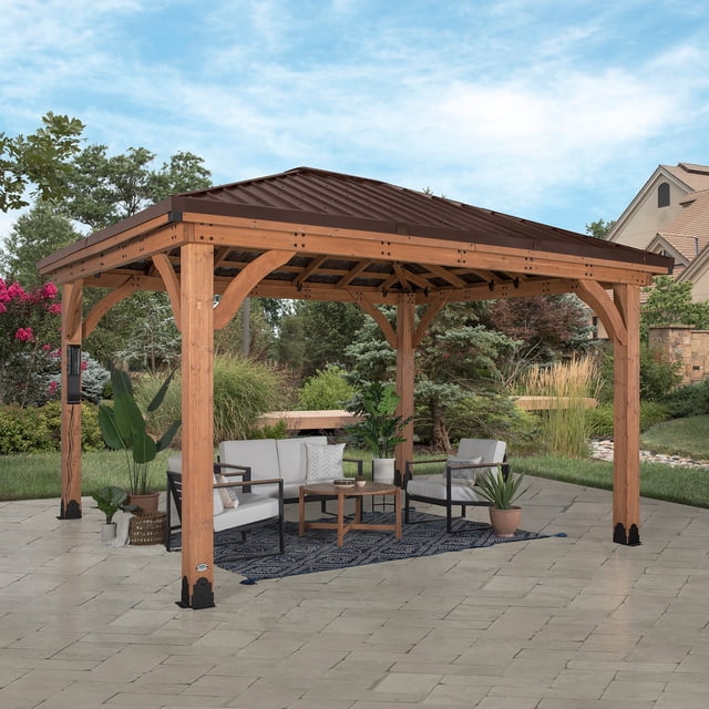 Backyard Discovery Barrington Cedar Gazebo with Powerport, Choose Size