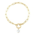 thumbnail image 1 of Freshwater Cultured Pearl Charm Paperclip Bracelet in 14K Gold, 1 of 9
