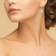 thumbnail image 4 of Cushion Cut Gemstone Halo Dangle Earrings in Sterling Silver, 4 of 5