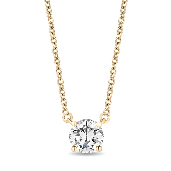 Round Cut Diamond Solitaire Necklace in 18K Gold