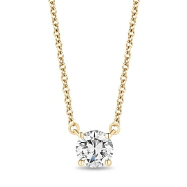 Round Cut Diamond Solitaire Necklace in 18K Gold