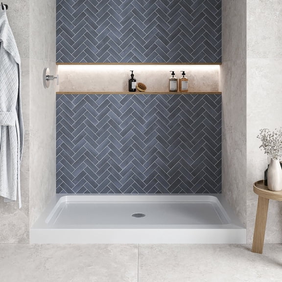Streamline 60 in. x 36 in. Alcove Acrylic Shower Base With Left, Center or Right Drain / Glossy Black or White