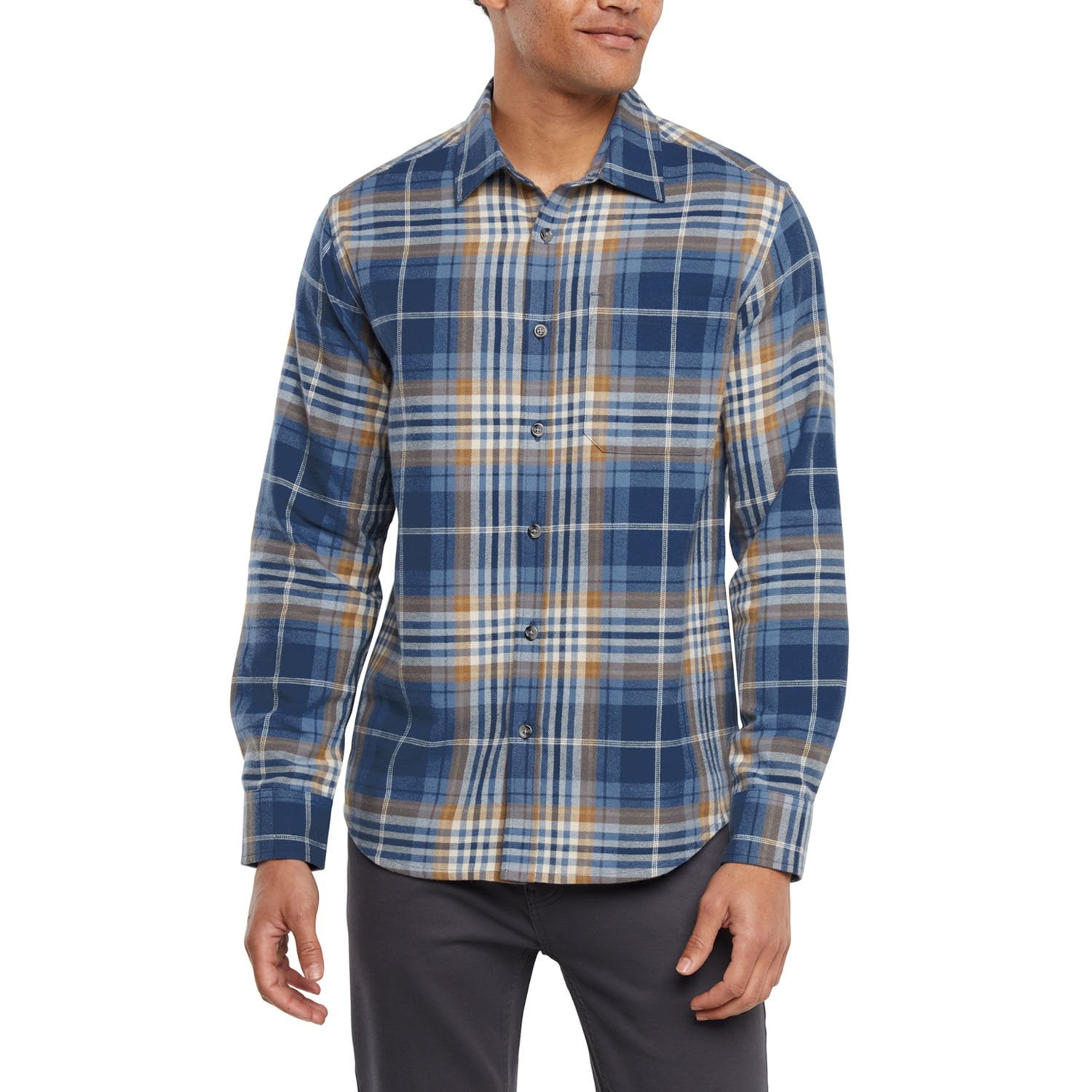 Eddie Bauer Men's Favorite Classic Fit Flannel Shirt - Soft Brushed Cotton Plaid Button-Down