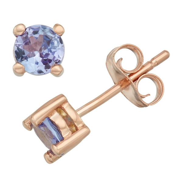 Round Cut Gemstone Stud Earrings in 14K Gold