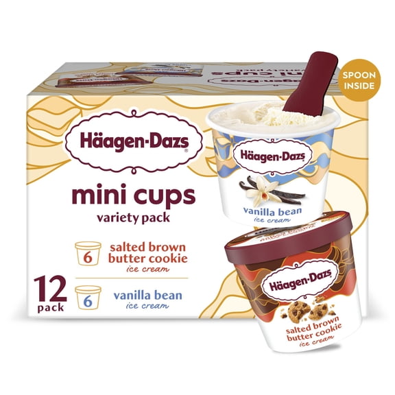 Haagen Dazs Brown Butter Cookie & Vanilla Bean Ice Cream Cup Variety Pack 12ct, 43.2oz