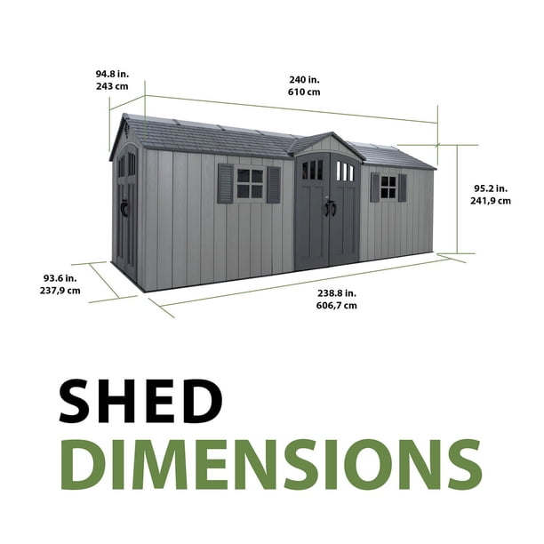 Lifetime 20' x 8' Dual Entry Outdoor Storage Shed, Gray - Samsclub.com