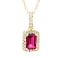 thumbnail image 1 of Emerald Cut Lab Created Gemstone & Diamond Halo Pendant Necklace in 14K Gold, 1 of 4