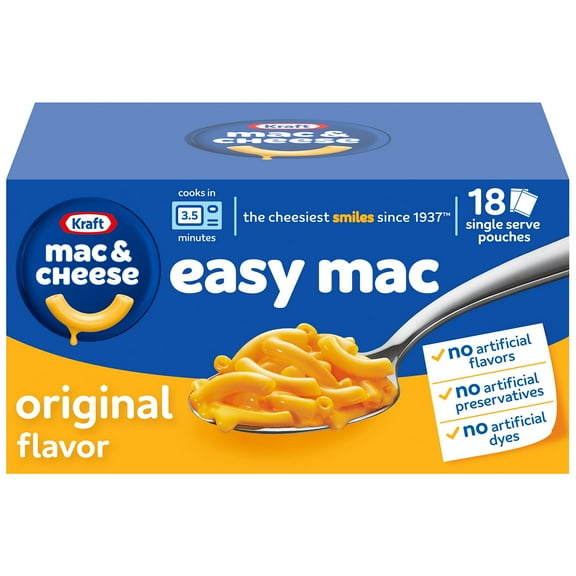 Kraft Easy Mac Original Flavor Single-Serve Pouches 18 pk.