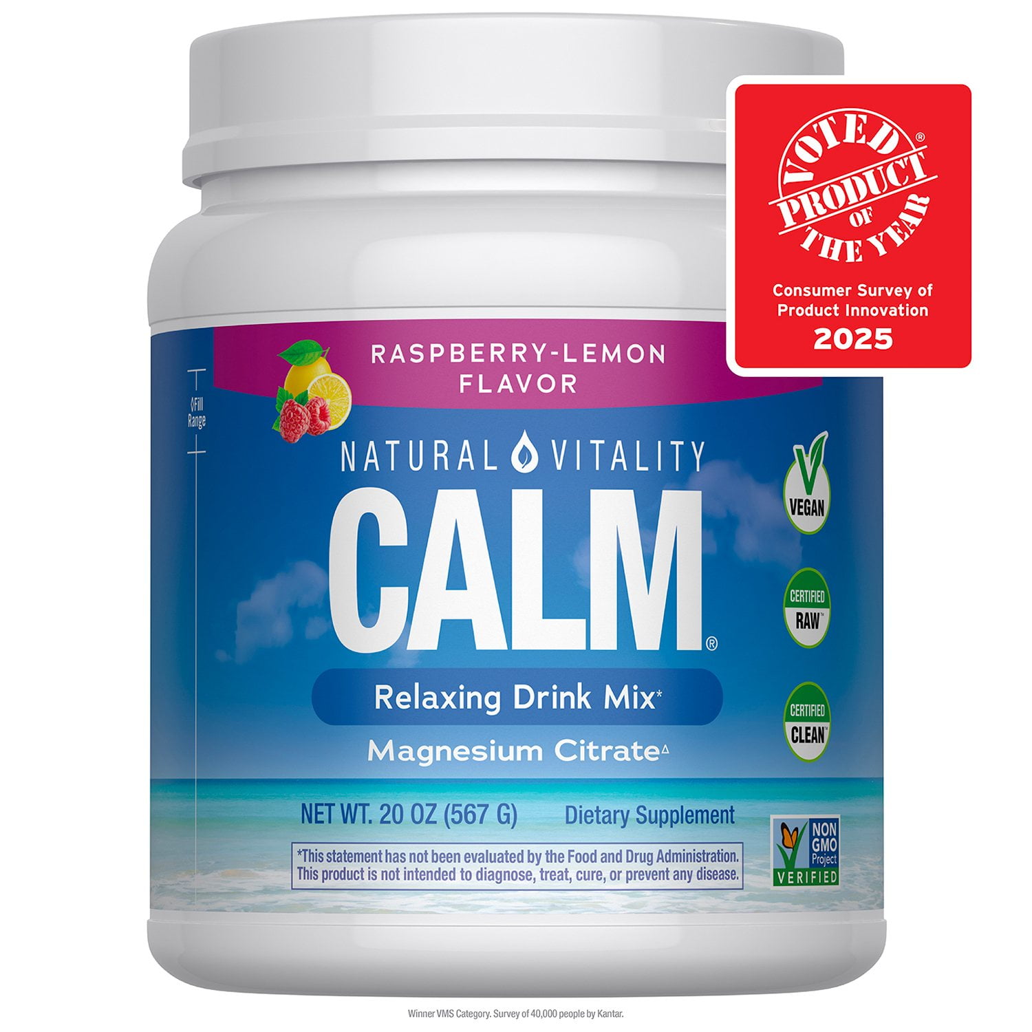 Natural Vitality CALM® Raspberry-Lemon Drink Mix, 20 oz
