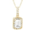 thumbnail image 1 of Emerald Cut Lab Created Gemstone & Diamond Halo Pendant Necklace in 14K Gold, 1 of 4