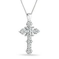 thumbnail image 3 of Baguette and Round Cut Diamond Cross Pendant Necklace in 14K Gold, 3 of 6