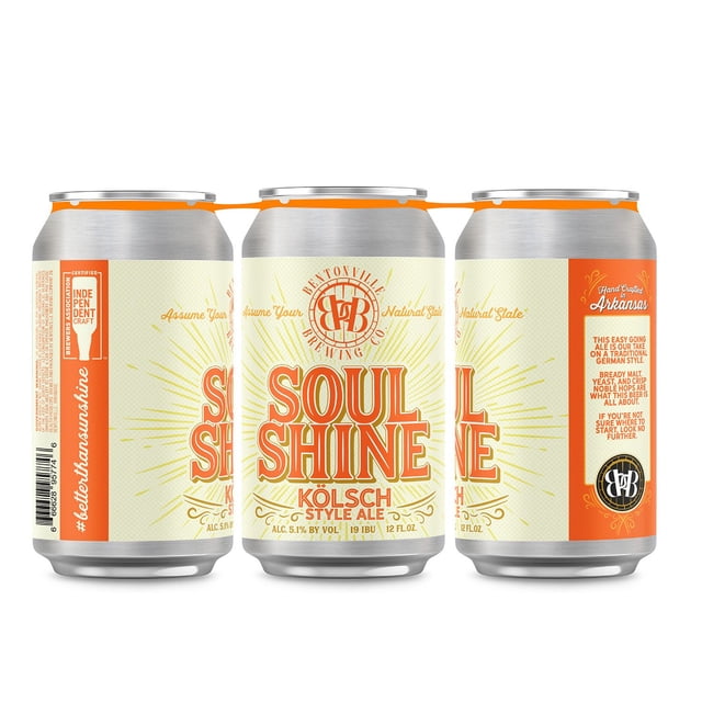 Bentonville Brewing Soul Shine Kolsch Ale Beer, 12 fl. oz. can, 6 pk.