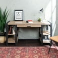 thumbnail image 2 of Urban Blend 60" Dual Shelf Wood Computer Desk with Power Strip - Driftwood, 2 of 7