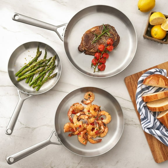 Member's Mark 3-Piece Modern Tri-ply Fry Pan Set